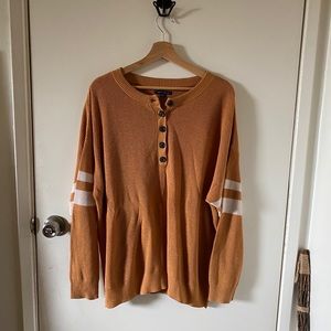American Eagle Varsity Stripe Henley Sweater